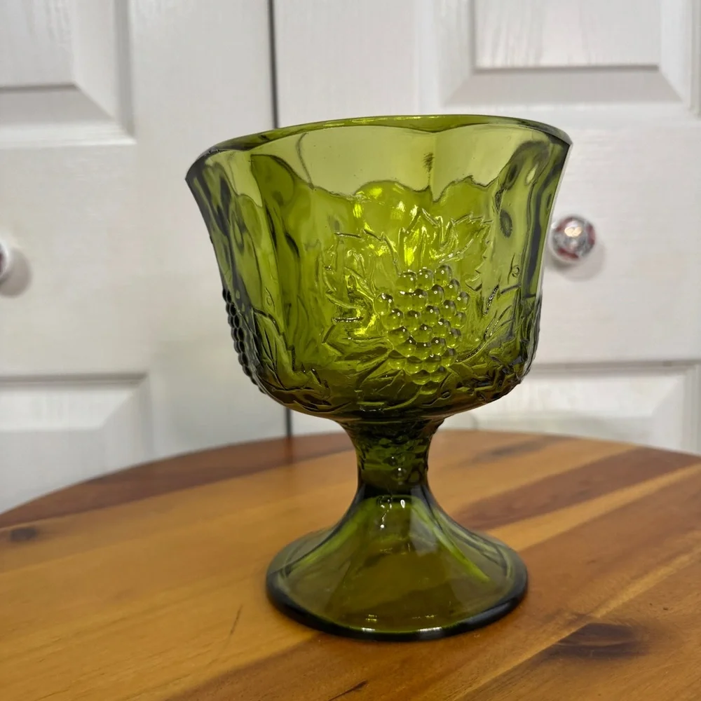 Indiana Glass green colony harvest compote candy dish‎